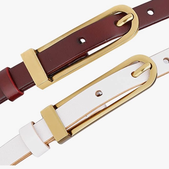 Womens 0.6” Thin Waist Belts, CATELLES 1.4cm Skinny Full Grain Leather Fashion D main image 8